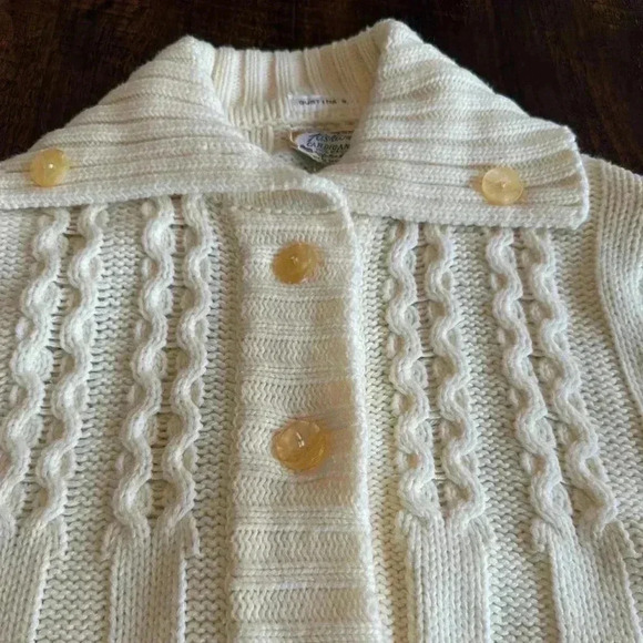 Vintage 1960’s Cream Acrylic Sweater Cardigan with Shawl Collar - Picture 5 of 6